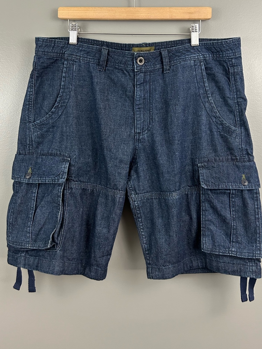 Jack & Jones Cargo Denim Shorts Dark Blue Size XL - Picture 2 of 7